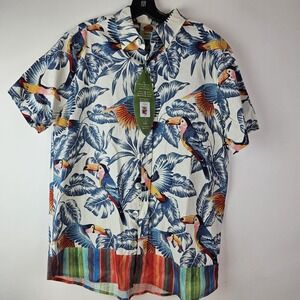 Farm Rio Brazil Mens Unisex Tropical Button Parrots Toucan Yard Shirt S NWT $140